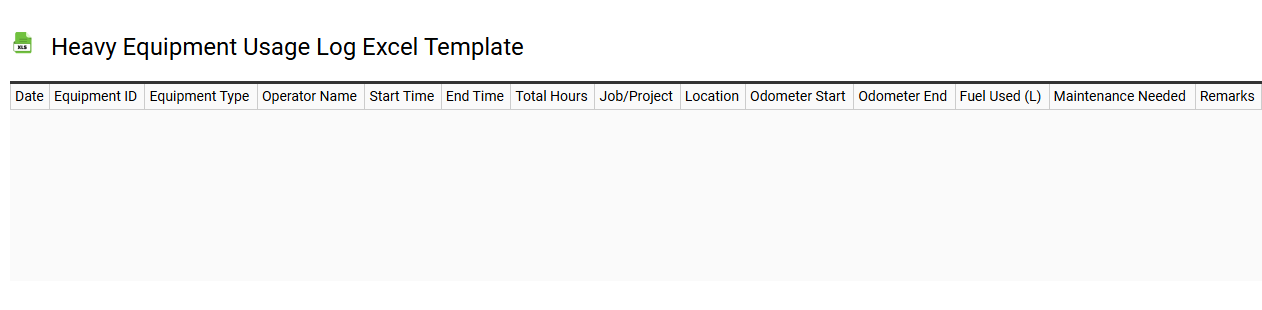 Heavy equipment usage log Excel template