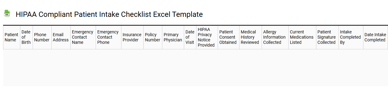 HIPAA compliant patient intake checklist Excel template