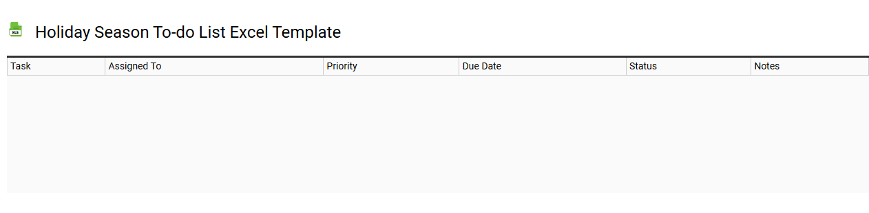 Holiday season to-do list Excel template
