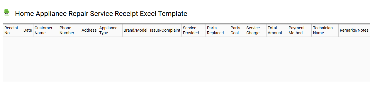 Home appliance repair service receipt Excel template