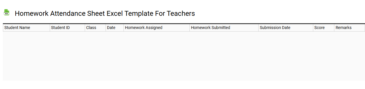 Homework attendance sheet Excel template for teachers