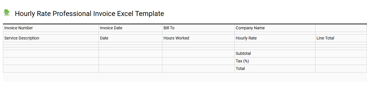 Hourly rate professional invoice Excel template