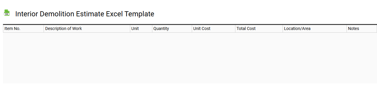Interior demolition estimate Excel template