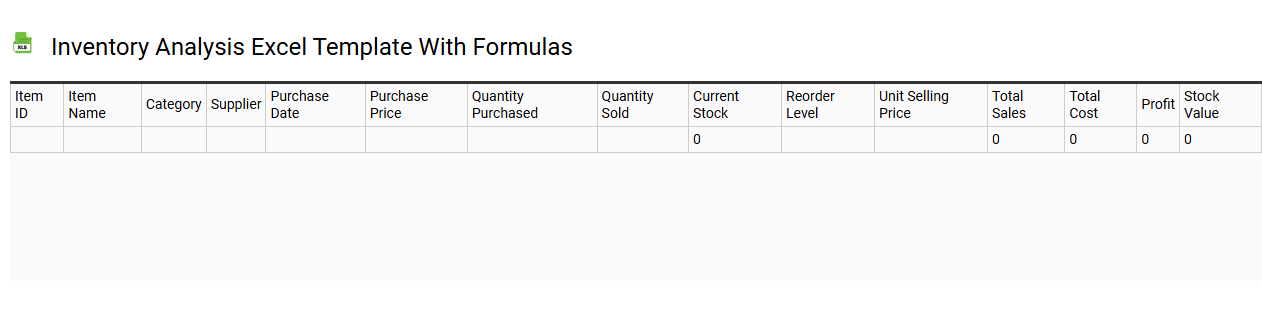 Inventory analysis Excel template with formulas