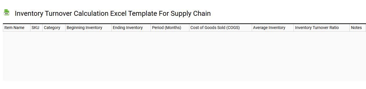Inventory turnover calculation Excel template for supply chain