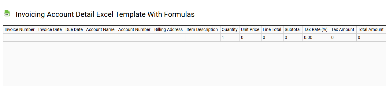 Invoicing account detail Excel template with formulas