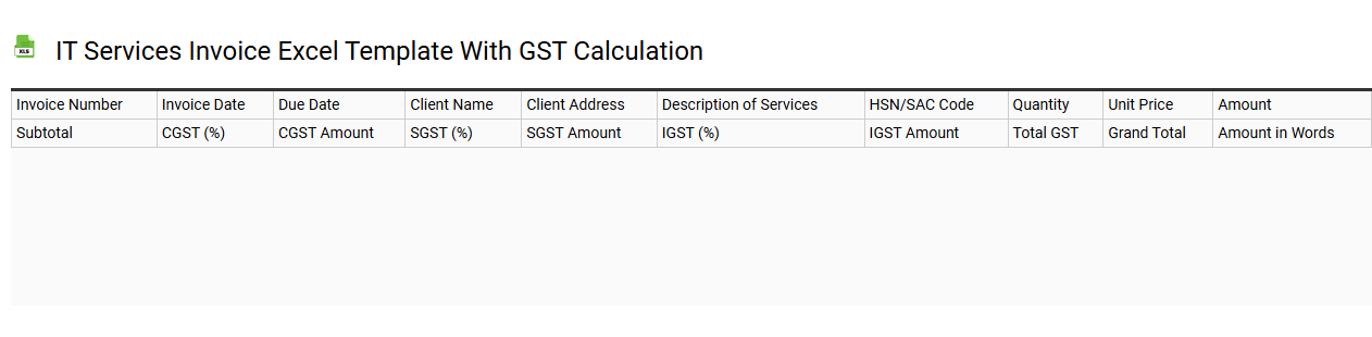 IT services invoice Excel template with GST calculation