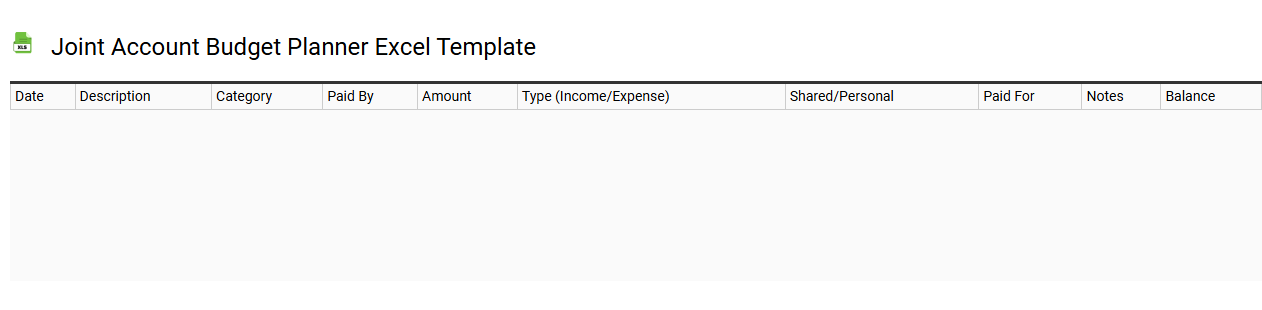 Joint account budget planner Excel template