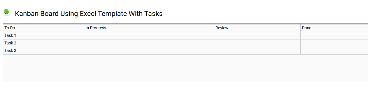 Kanban board using Excel template with tasks