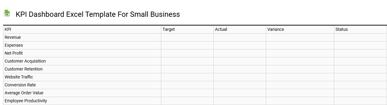 KPI dashboard Excel template for small business