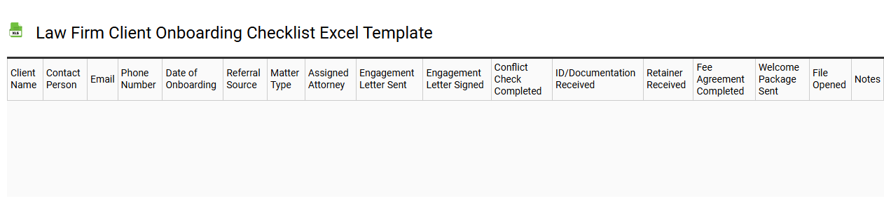 Law firm client onboarding checklist Excel template