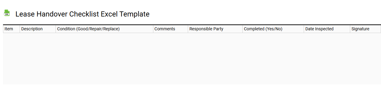 Lease handover checklist Excel template