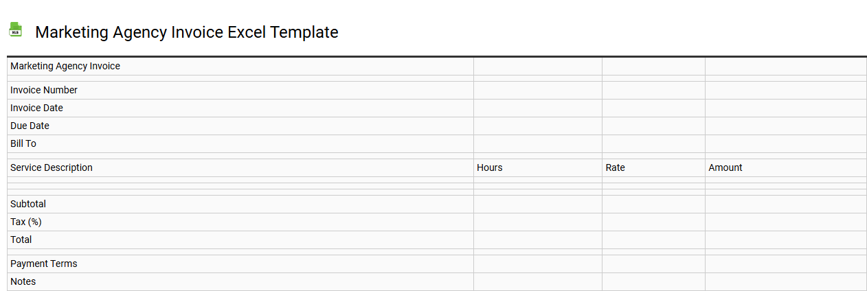 Marketing agency invoice Excel template