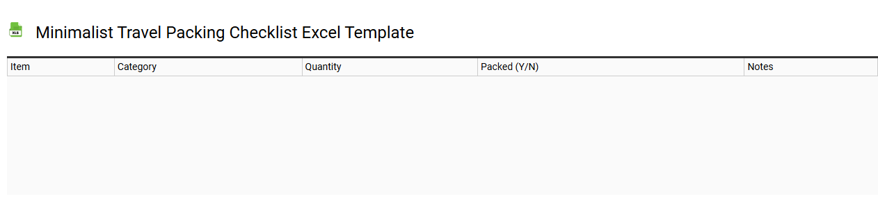 Minimalist travel packing checklist Excel template