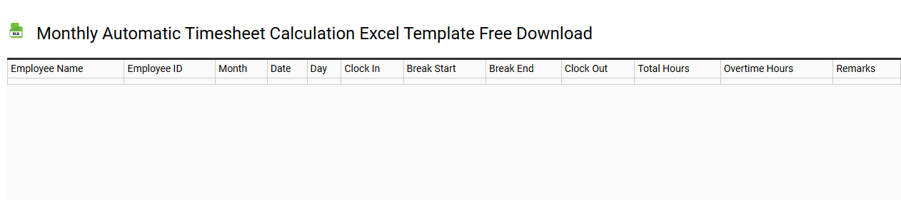 Monthly automatic timesheet calculation Excel template free download