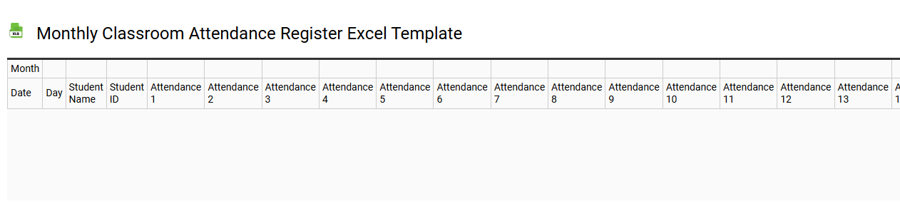 Monthly classroom attendance register Excel template
