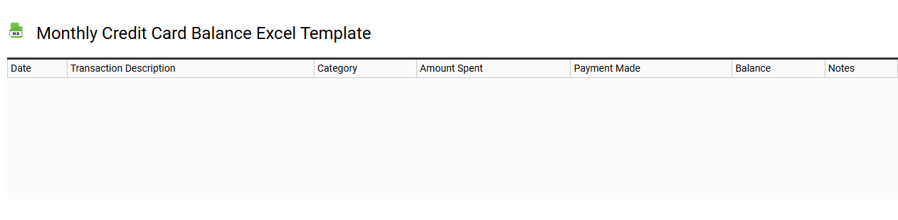Monthly credit card balance Excel template