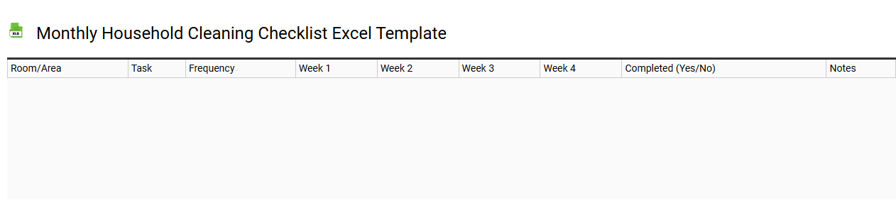 Monthly household cleaning checklist Excel template