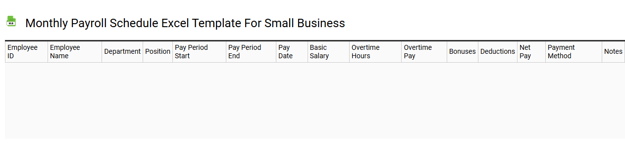 Monthly payroll schedule Excel template for small business