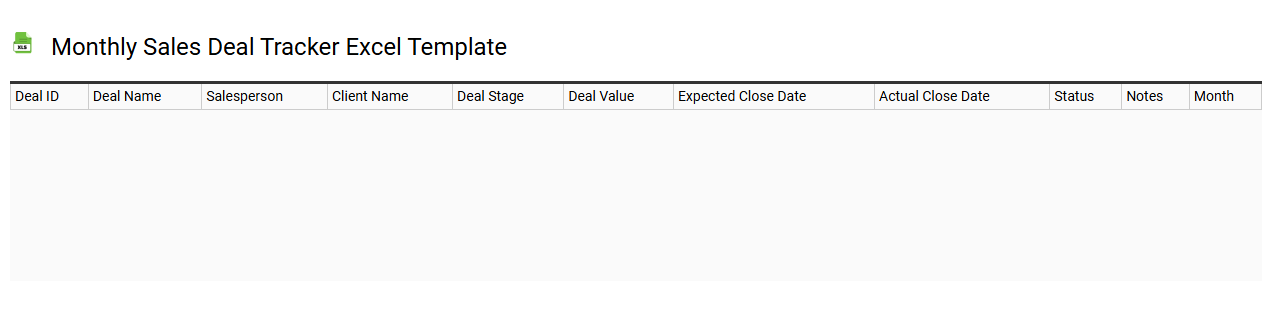 Monthly sales deal tracker Excel template