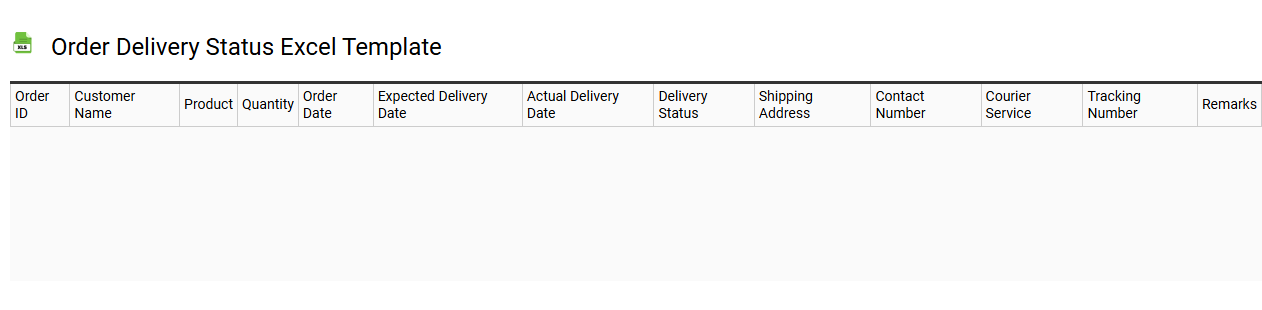 Order delivery status Excel template