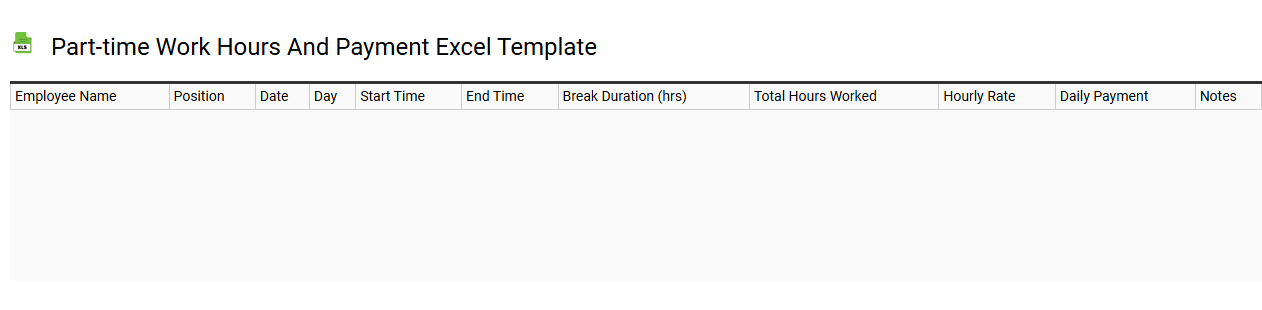 Part-time work hours and payment Excel template