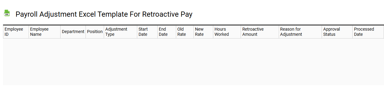 Payroll adjustment Excel template for retroactive pay