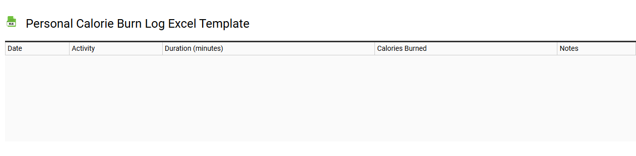 Personal calorie burn log Excel template