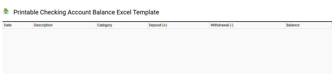 Printable checking account balance Excel template