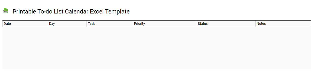 Printable to-do list calendar Excel template