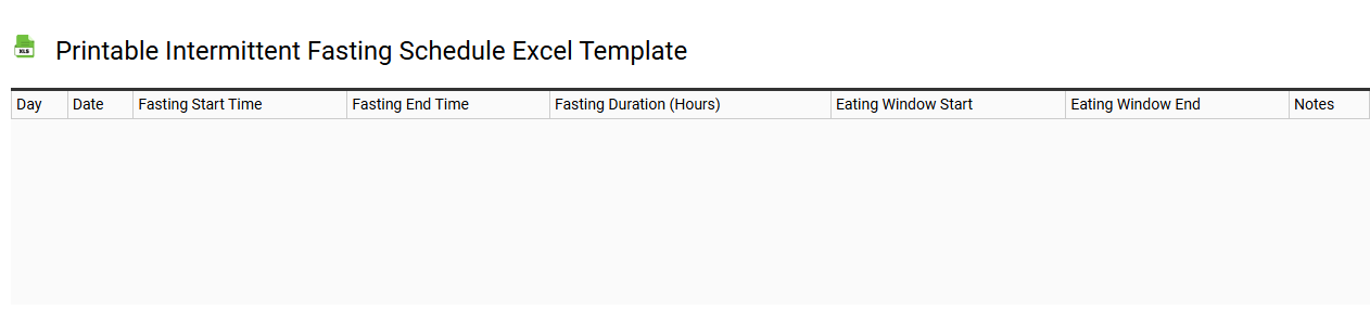 Printable intermittent fasting schedule Excel template