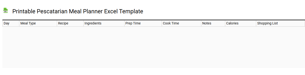 Printable pescatarian meal planner Excel template