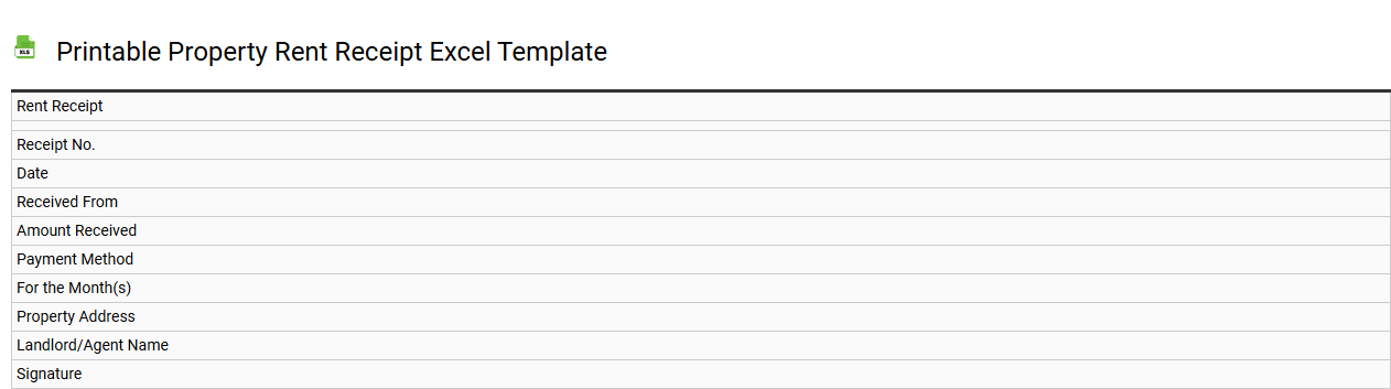 Printable property rent receipt Excel template