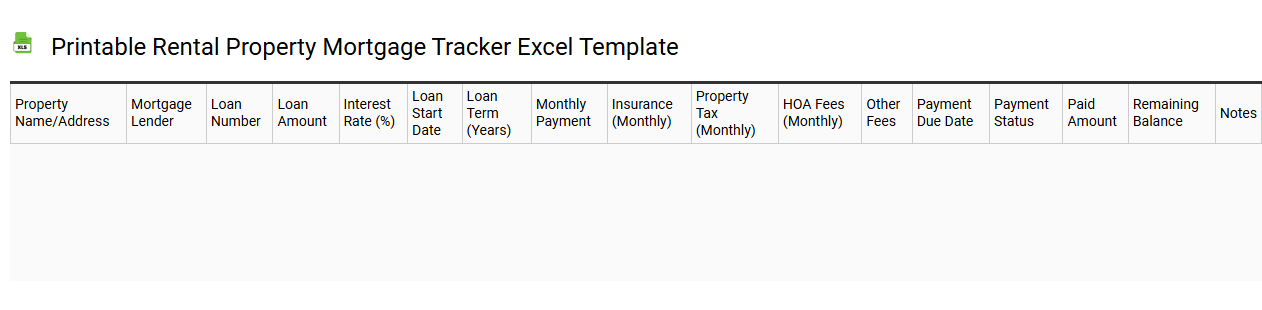 Printable rental property mortgage tracker Excel template