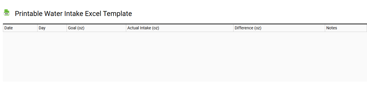 Printable water intake Excel template