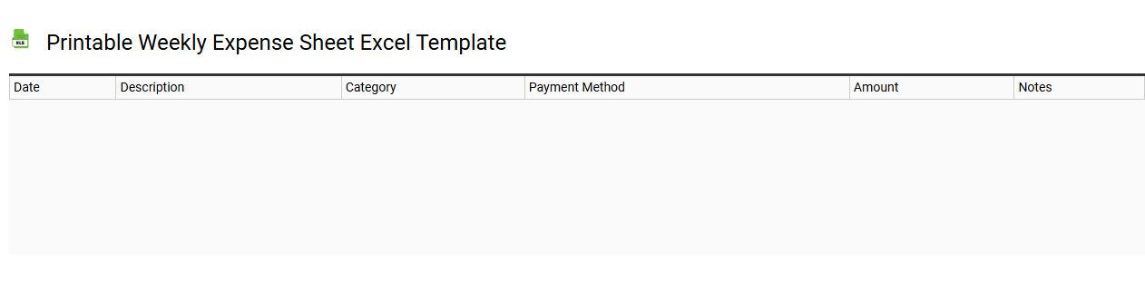 Printable weekly expense sheet Excel template