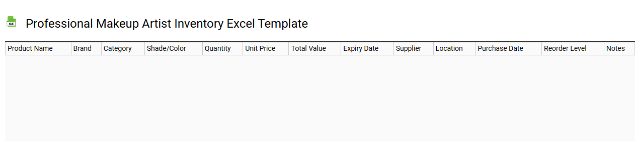 Professional makeup artist inventory Excel template