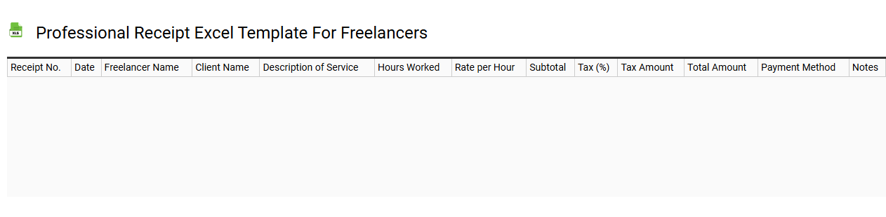 Professional receipt Excel template for freelancers