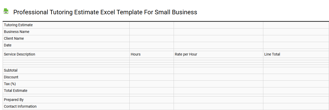 Professional tutoring estimate Excel template for small business