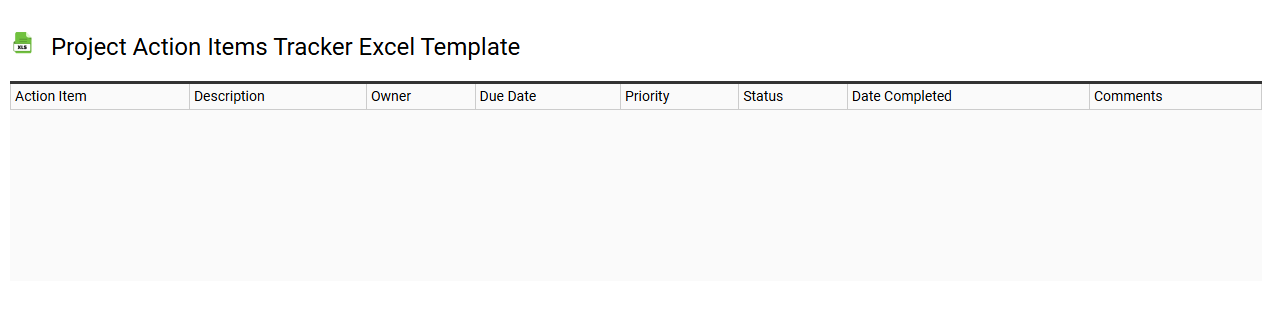 Project action items tracker Excel template