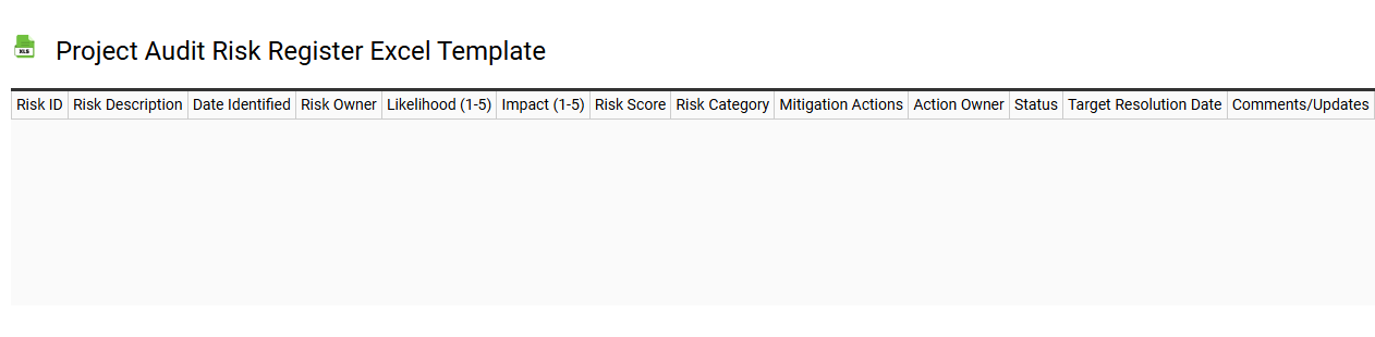 Project audit risk register Excel template