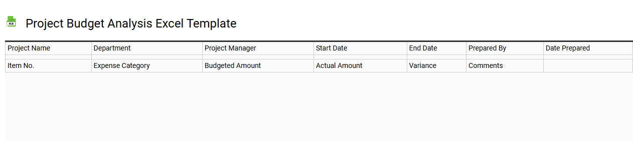 Project budget analysis Excel template