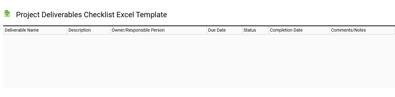 Project deliverables checklist Excel template