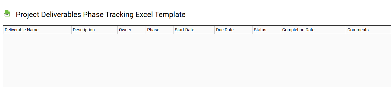 Project deliverables phase tracking Excel template