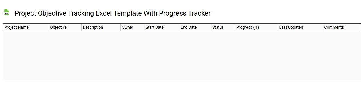Project objective tracking Excel template with progress tracker