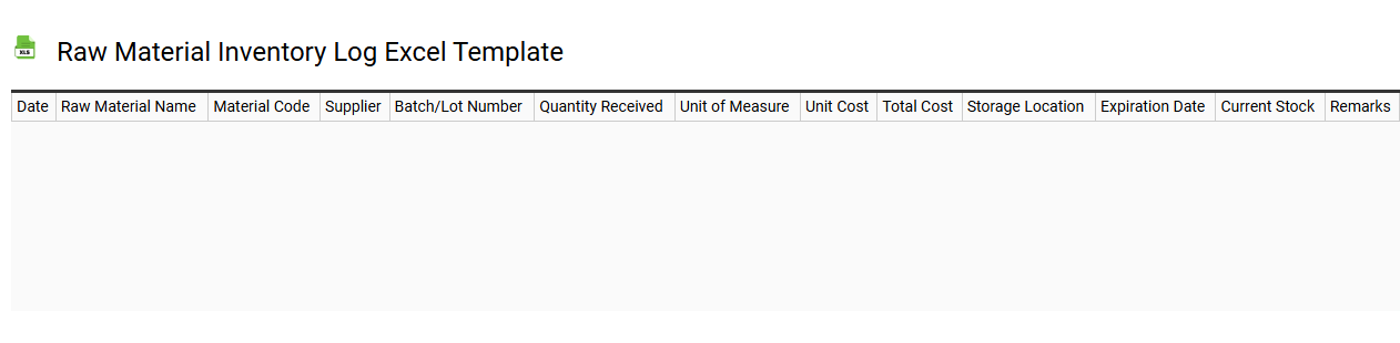 Raw material inventory log Excel template