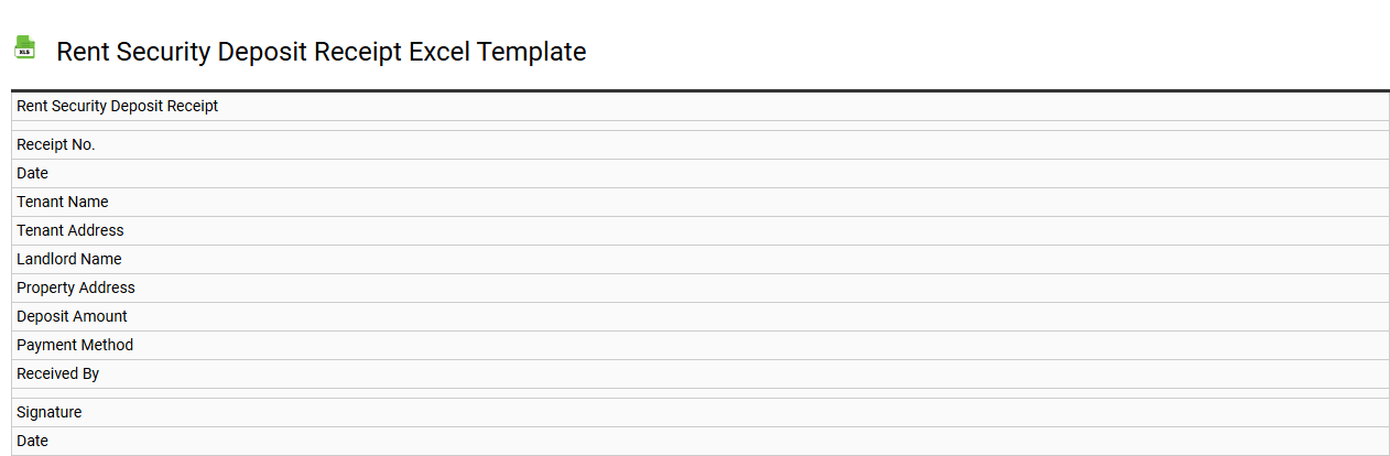Rent security deposit receipt Excel template
