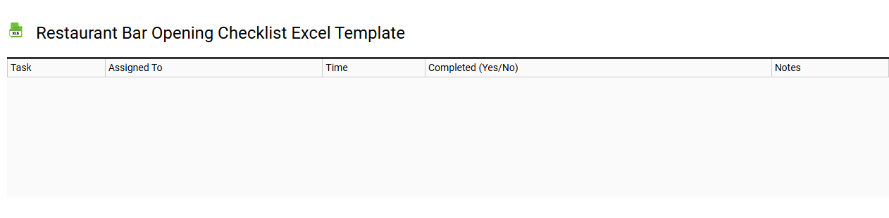 Restaurant bar opening checklist Excel template