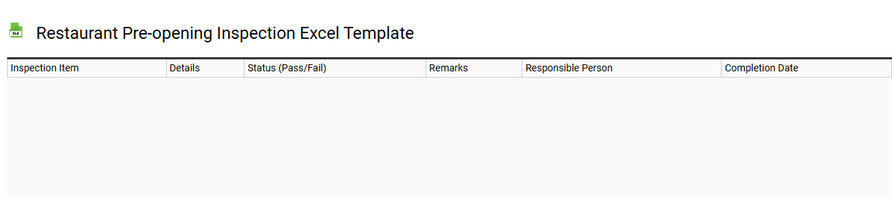 Restaurant pre-opening inspection Excel template