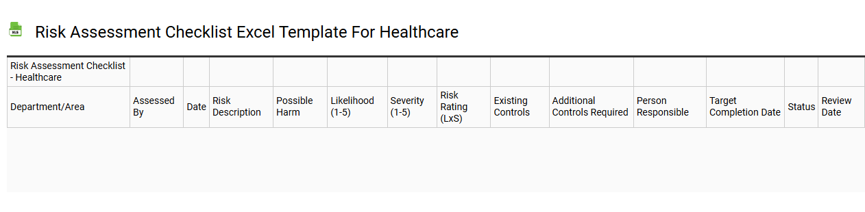 Risk assessment checklist Excel template for healthcare